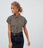 New Look Utility Shirt In Mono Stripe-black