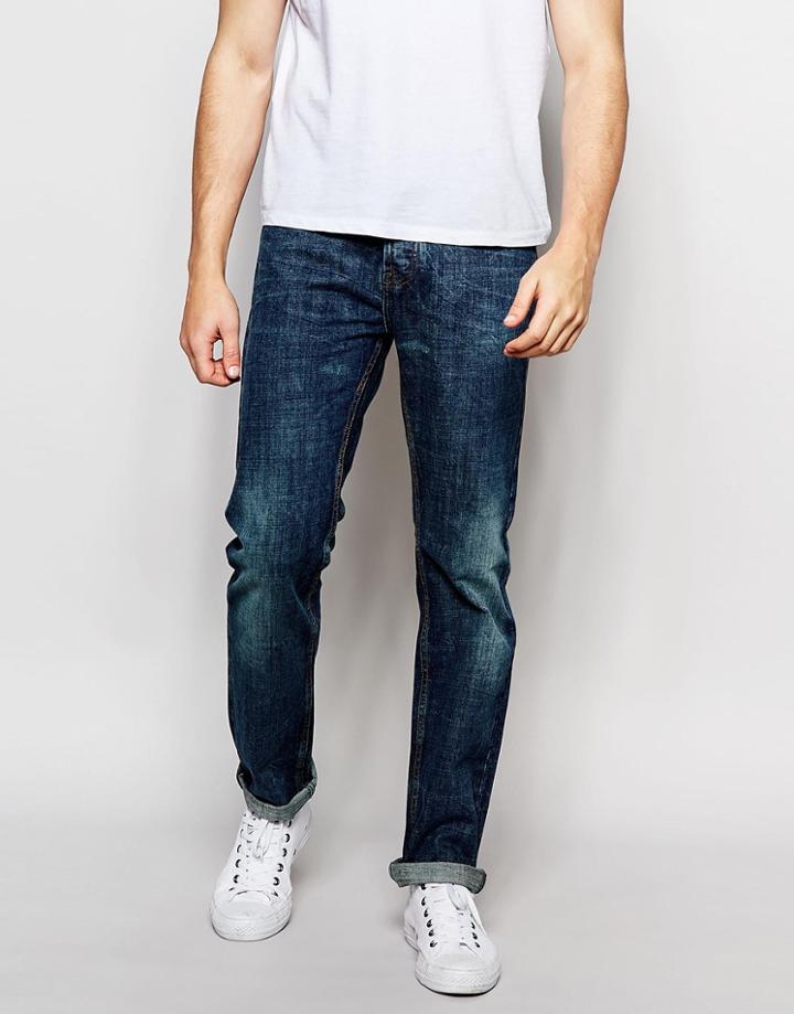 Bellfield Vintage Wash Slim Leg Jeans - Blue