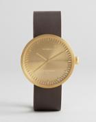 Leff Amsterdam D-series Leather Watch In Brown/gold 38mm - Brown