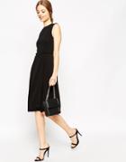 Asos Clean Midi Dress With Pleat Side - Black