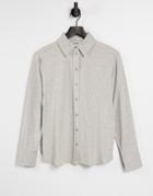 Weekday Jannike Cotton Blend Jersey Shirt In Gray Melange - Gray-grey