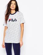 Fila Oversized Boyfriend T-shirt With Front Logo & All Over Print