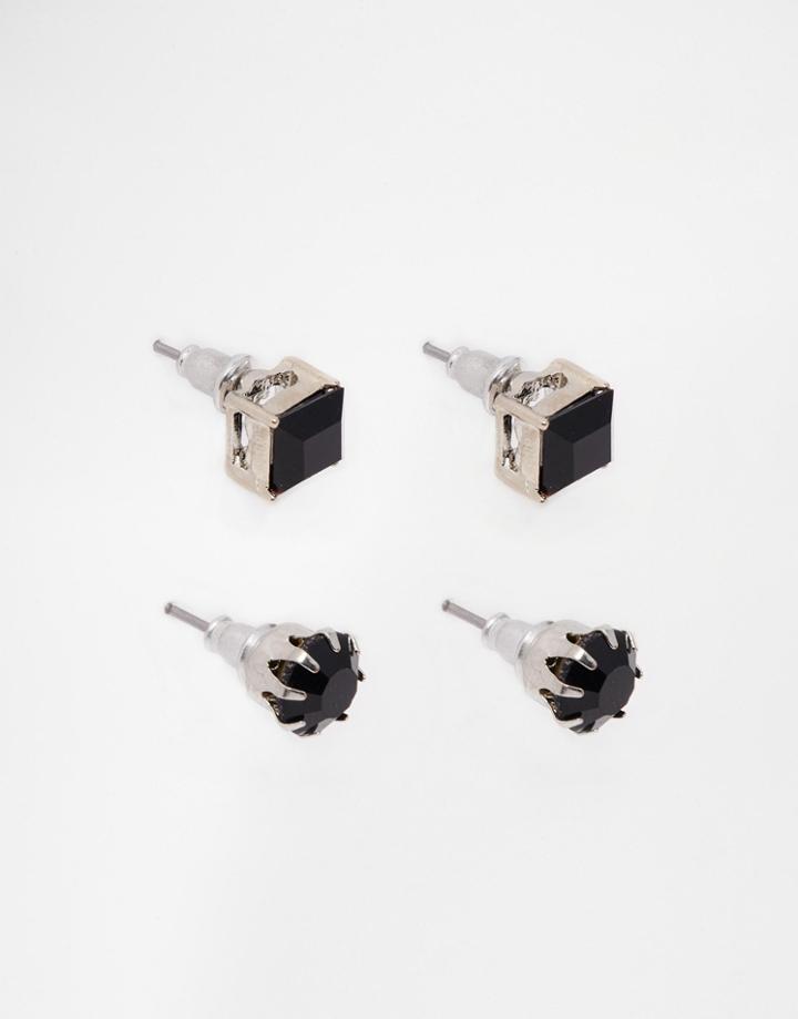 Asos Black Rhinestone Earring Pack - Black