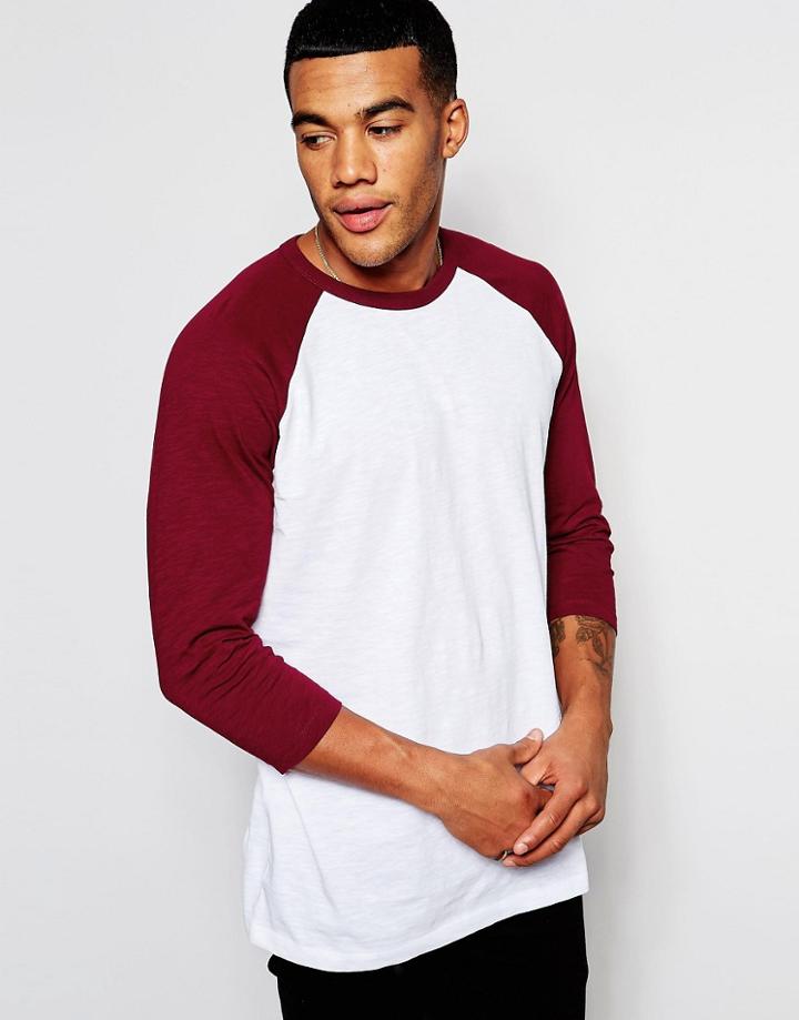 New Look Raglan T-shirt In Burgundy - Red