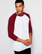 New Look Raglan T-shirt In Burgundy - Red