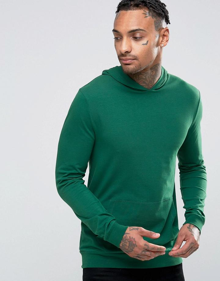 Asos Muscle Hoodie In Green - Green