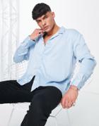 New Look Oversized Long Sleeve Satin Shirt In Light Blue