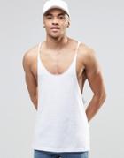 Asos Tank With Raw Edge Extreme Racer Back In White - White