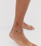 Asos Design Curve Anklet With Mystical Charms And Hamsa Hand Pendants In Gold Tone - Gold