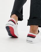 Tommy Hilfiger Long Lace Canvas Icon Stripe Back Sneaker In White - White