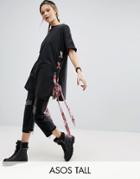 Asos Tall T-shirt With Floral Tie Sides - Black