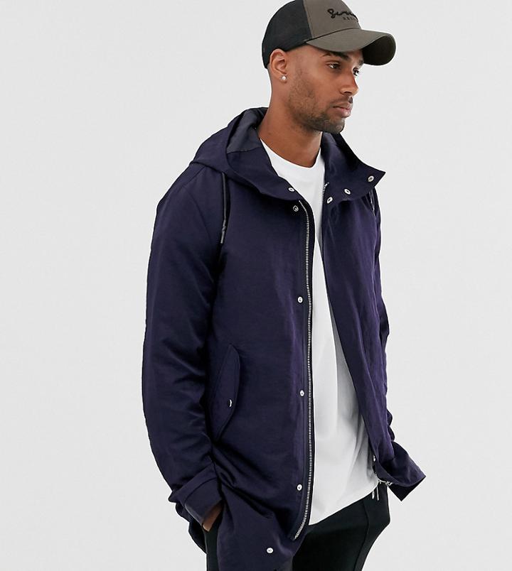 Asos Design Tall Parka Jacket With Detachable Vest Liner In Navy