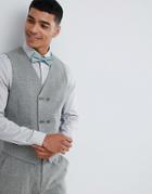 Asos Design Wedding Skinny Suit Vest In Khaki Cross Hatch-green