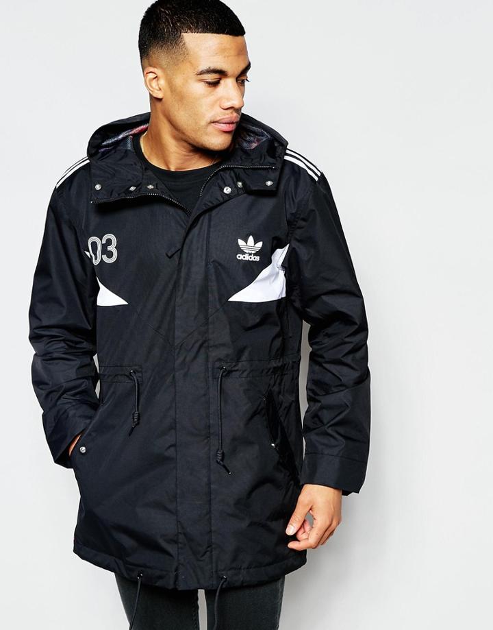 Adidas Originals Classic Team Parka Jacket In Black B48977 - Black