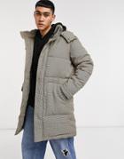 Devils Advocate Premium Padded Longline Checked Jacket-brown