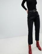 Lost Ink High Waist Jeans In Straight Leg Fit - Black