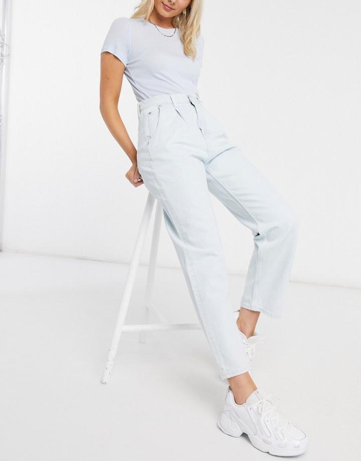 Weekday Fold Organic Cotton Pleat Jeans In Bleached Blue-blues