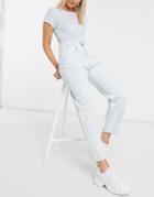 Weekday Fold Organic Cotton Pleat Jeans In Bleached Blue-blues