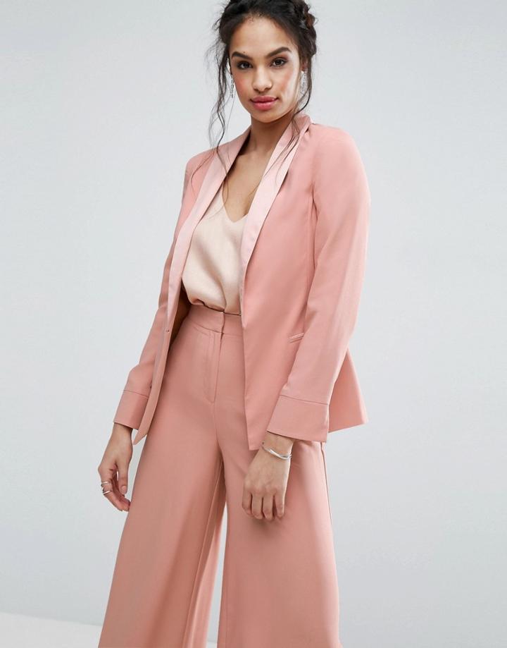 Asos Matte And Shine Soft Blazer - Pink