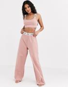 Asos Design Lounge Amour Crop Top & Wide Leg Set