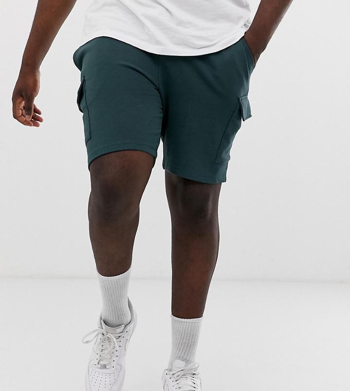 Asos Design Plus Jersey Skinny Shorts With Cargo Pockets In Green