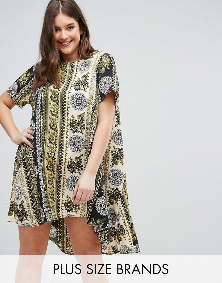 Ax Paris Plus Border Print Swing Dress - Multi
