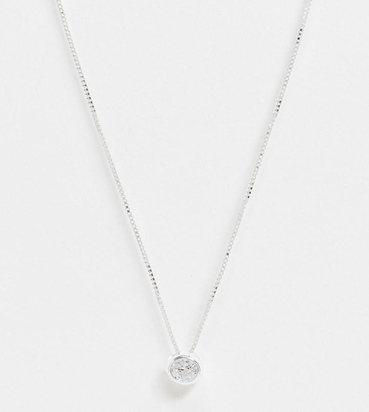 Kingsley Ryan Curve Necklace In Sterling Silver With Clear Stone Pendant