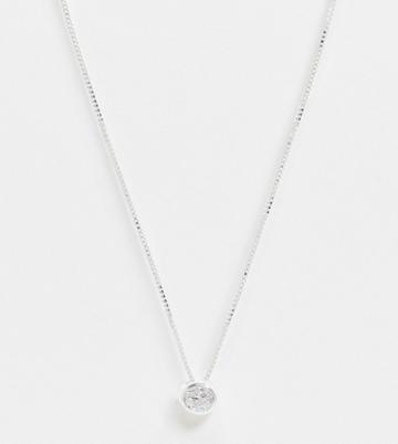 Kingsley Ryan Curve Necklace In Sterling Silver With Clear Stone Pendant