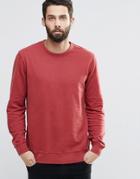 Only & Sons Crew Neck Sweatshirt With Ribbed Neck - Red