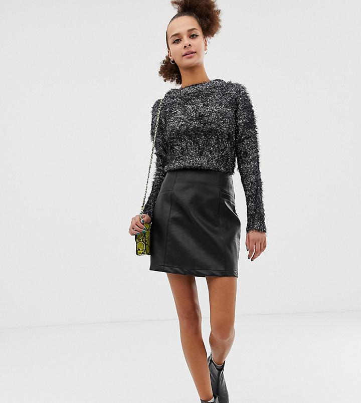 New Look Mini Skirt In Faux Leather
