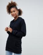 Pull & Bear Longline Sweater With Hood - Black