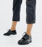 New Look Wide Fit Patent Lace Up Brogue In Black - Black