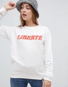 Blend She Jastine Liberte Print Sweatshirt - Navy