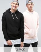 Asos Hoodie 2 Pack Black/ Pink Save - Multi