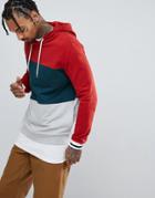 Asos Hoodie With Color Block Panels - Red