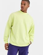 Asos Design Oversized Long Sleeve T-shirt With Seam In Green