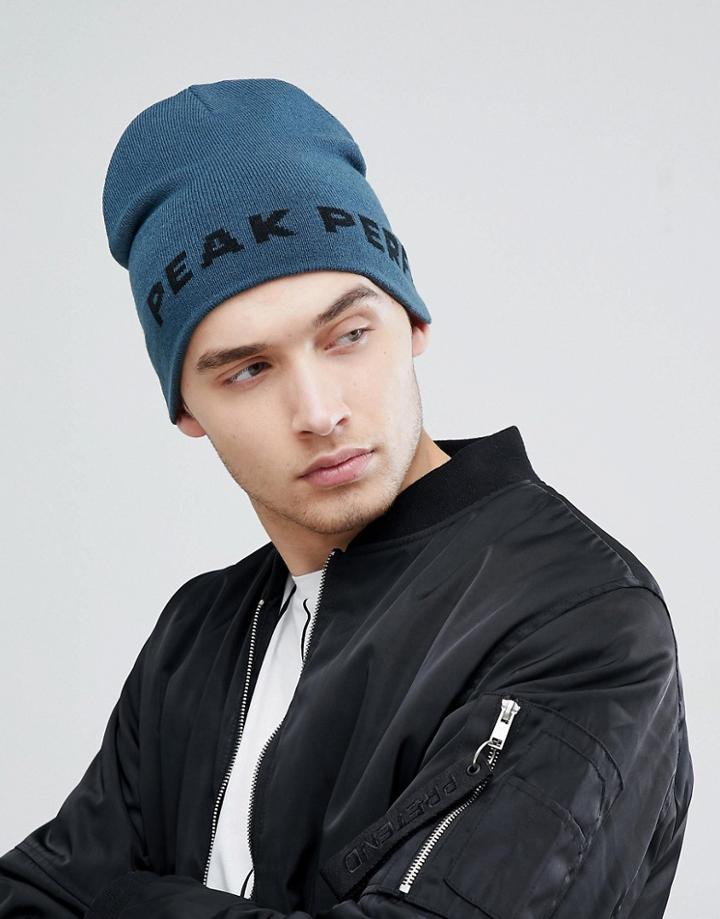 Peak Performance Pp Beanie Logo Hat In Blue - Blue