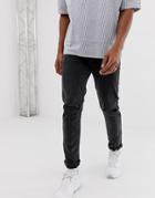 Collusion Skinny Jeans In Washed Black With Rips - Black