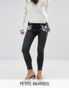 New Look Petite Embrodiered Skinny Jean - Gray
