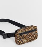 Monki Leopard Print Belt Bag With Two Zip Closure In Brown - Green