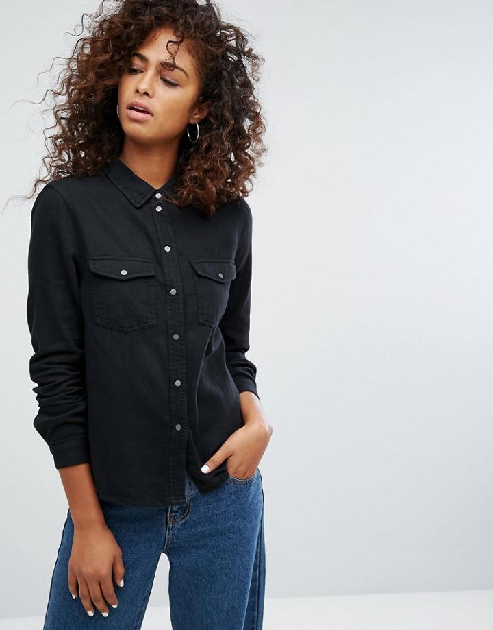 Noisy May Denim Shirt - Black
