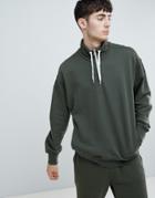 Boss Ztalone 1/4 Zip Sweat In Khaki - Green