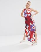Adidas Originals X Rita Ora Paint Print Chiffon Maxi Dress - Multi