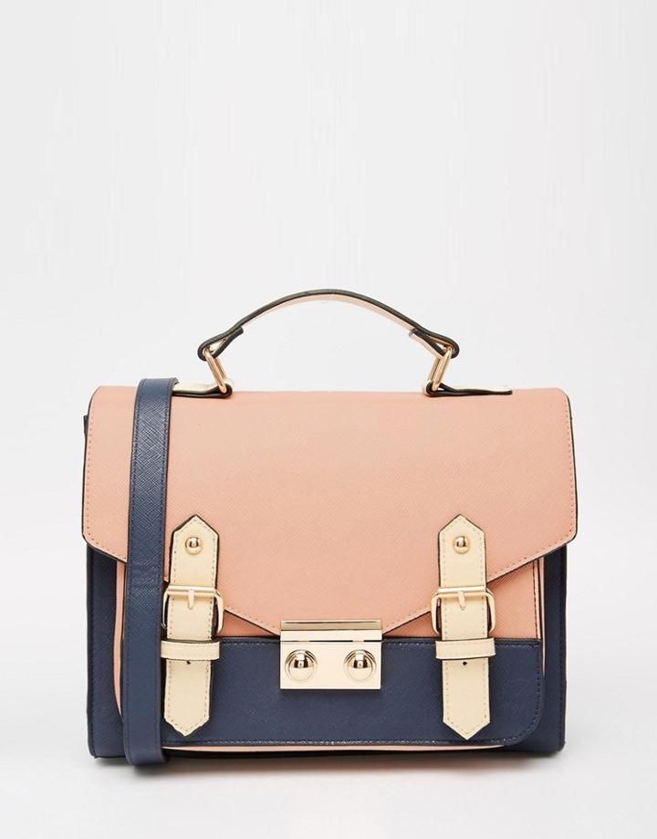 Asos Color Blocked Satchel Bag - Blue