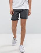 Solid Chino Shorts In Stripe - Black