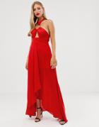 Asos Design Maxi Dress With Circle Trim Detail - Red