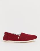 Toms Espadrilles In Burgundy Canvas - Red