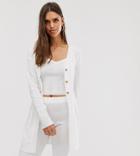 Micha Lounge Cardigan In Wide Rib Knit Two-piece-white