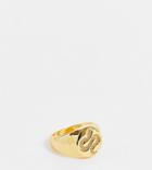 Asos Design 14k Gold Plated Sovereign Ring With Snake Design