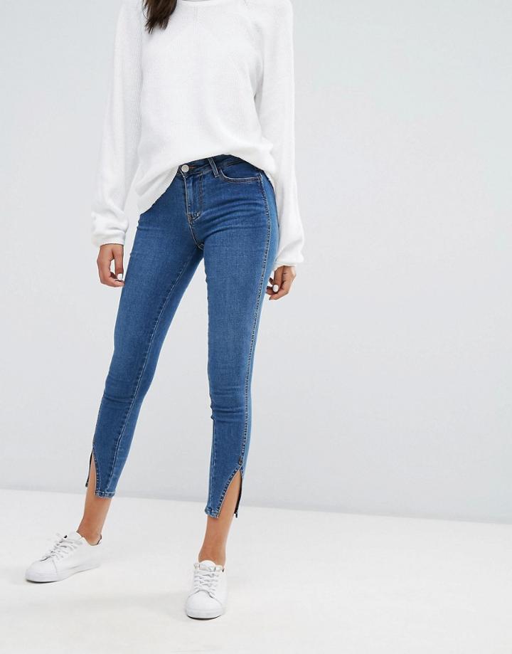 Vila Split Hem Denim Jeans - Blue